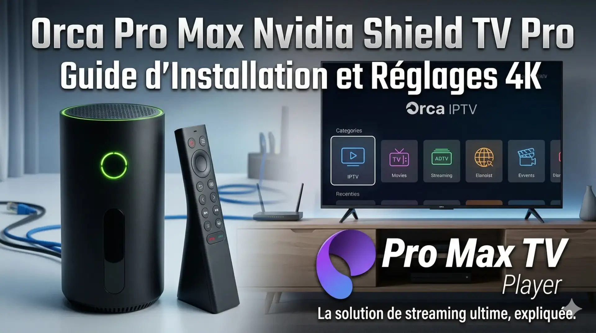 Installation Orca Pro Max Nvidia Shield TV Pro streaming 4K
